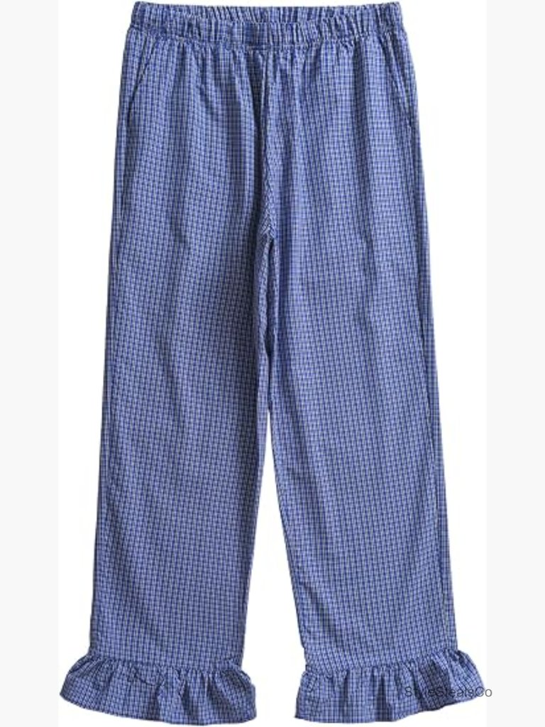 Wide Leg Pajama Pants With Pockets Ruffled Hem Lounge
